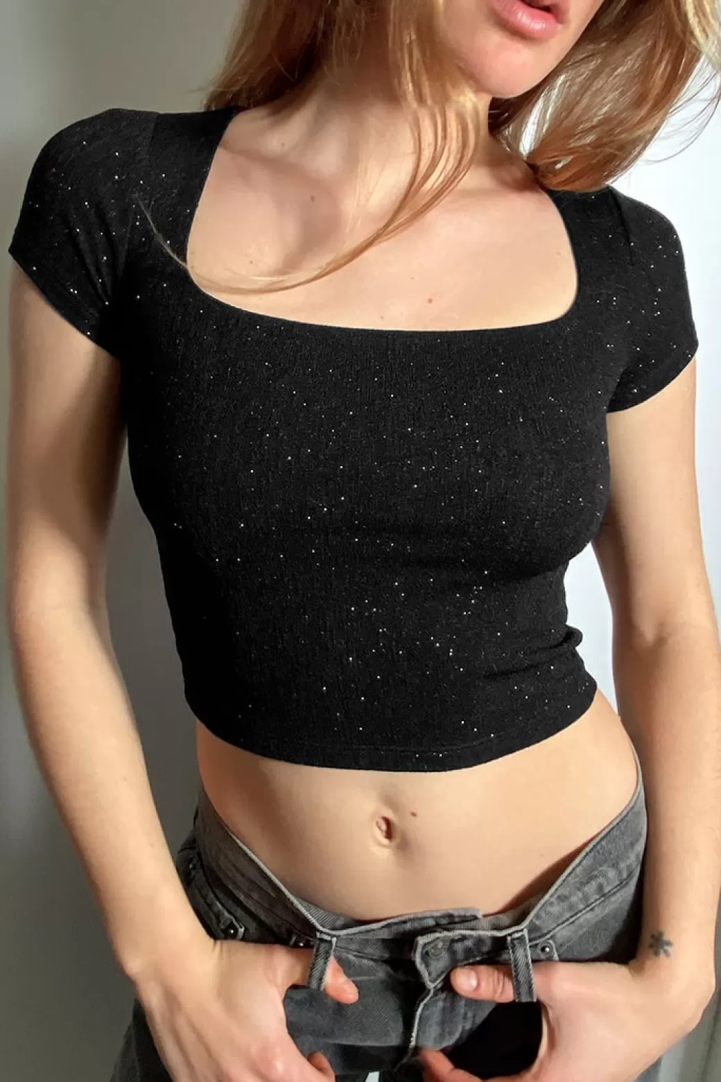 Subdued Camiseta crop escote cuadrado< Camisetas